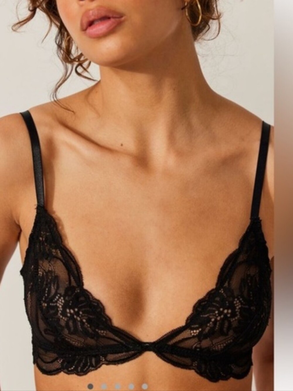 Free People Last Dance Lace Triangle Bralette Black- NWT- S